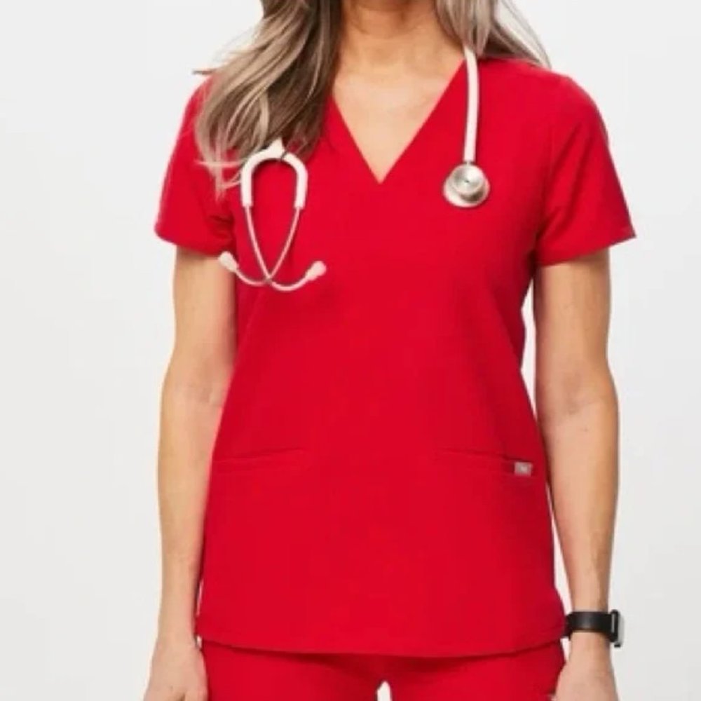 Figs Casma Three-Pocket Scrub Top - Limited Edition Winning Red - L